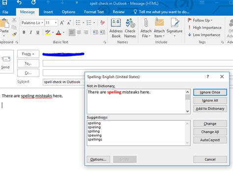 spell check office 365 email.